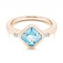 18k Rose Gold 18k Rose Gold Aquamarine And Diamond Ring - Flat View -  106612 - Thumbnail