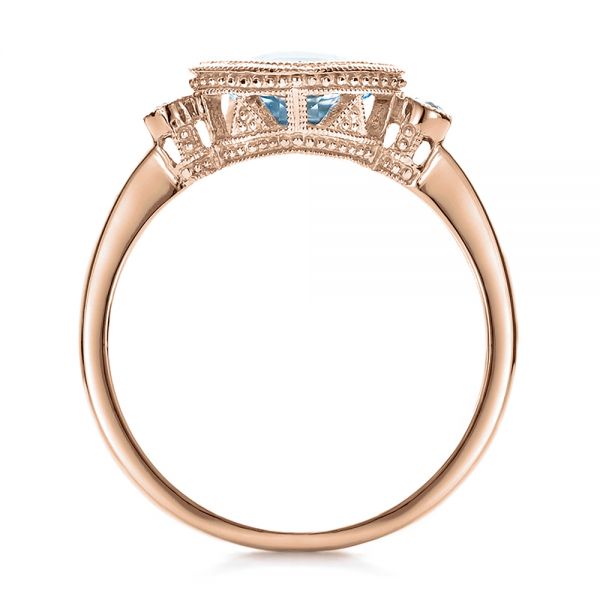 18k Rose Gold 18k Rose Gold Aquamarine And Diamond Ring - Front View -  100454