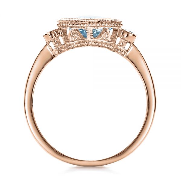 14k Rose Gold 14k Rose Gold Aquamarine And Diamond Ring - Front View - 100454