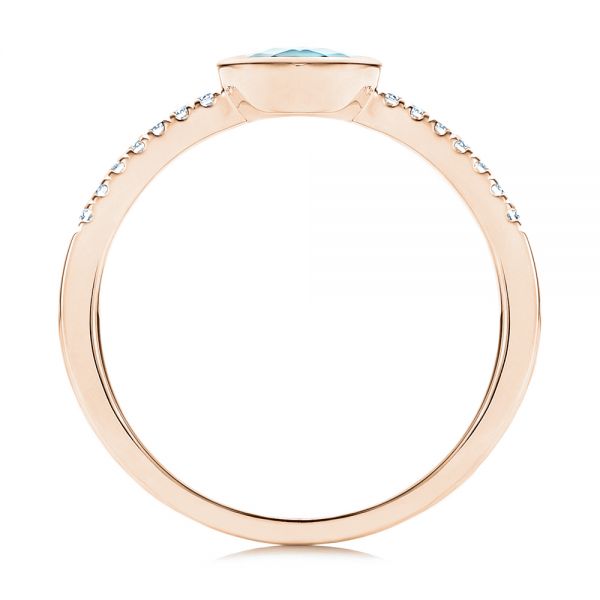18k Rose Gold 18k Rose Gold Aquamarine And Diamond Ring - Front View - 106570