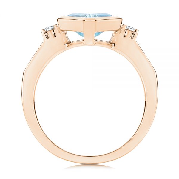 18k Rose Gold 18k Rose Gold Aquamarine And Diamond Ring - Front View - 106612