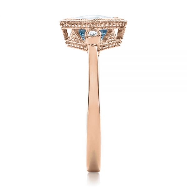 14k Rose Gold 14k Rose Gold Aquamarine And Diamond Ring - Side View - 100454