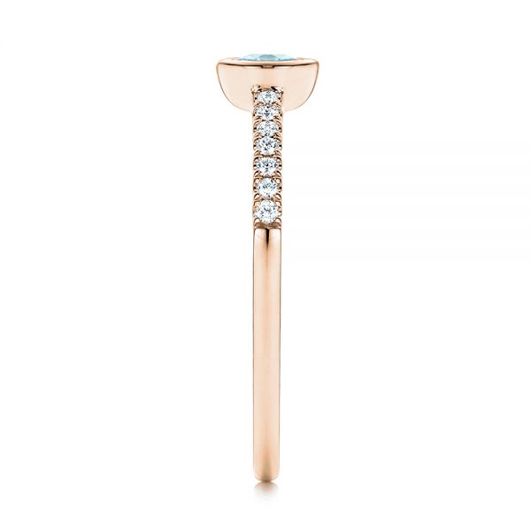18k Rose Gold 18k Rose Gold Aquamarine And Diamond Ring - Side View - 106570