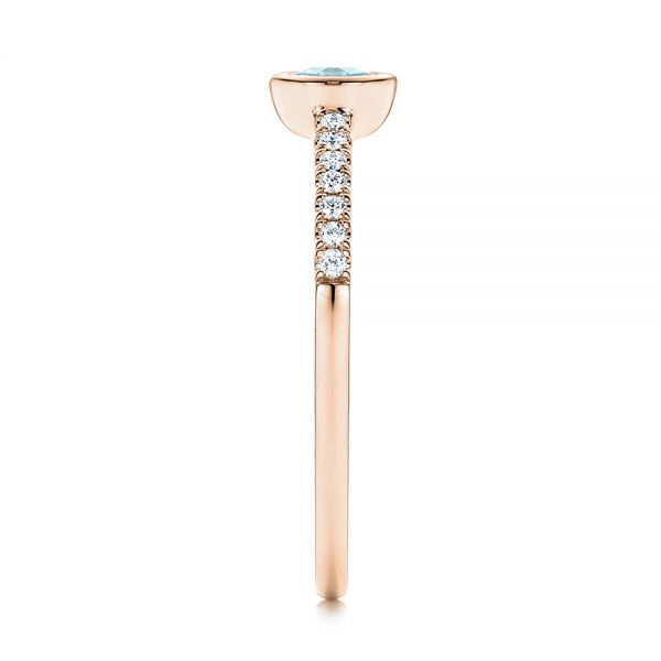 18k Rose Gold 18k Rose Gold Aquamarine And Diamond Ring - Side View -  106570