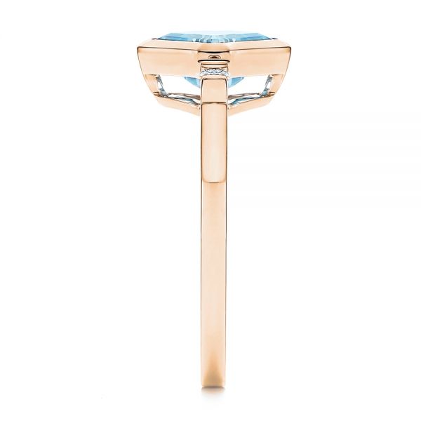 18k Rose Gold 18k Rose Gold Aquamarine And Diamond Ring - Side View - 106612