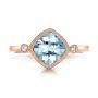 18k Rose Gold 18k Rose Gold Aquamarine And Diamond Ring - Top View -  100454 - Thumbnail