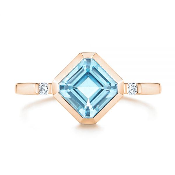 18k Rose Gold 18k Rose Gold Aquamarine And Diamond Ring - Top View - 106612