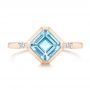 18k Rose Gold 18k Rose Gold Aquamarine And Diamond Ring - Top View -  106612 - Thumbnail