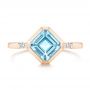 18k Rose Gold 18k Rose Gold Aquamarine And Diamond Ring - Top View -  106612 - Thumbnail