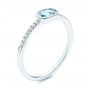 14k White Gold 14k White Gold Aquamarine And Diamond Ring - Three-Quarter View -  106570 - Thumbnail