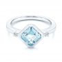  Platinum Platinum Aquamarine And Diamond Ring - Flat View -  106612 - Thumbnail