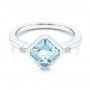 18k White Gold 18k White Gold Aquamarine And Diamond Ring - Flat View -  106612 - Thumbnail