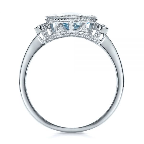 14k White Gold Aquamarine And Diamond Ring - Front View -  100454
