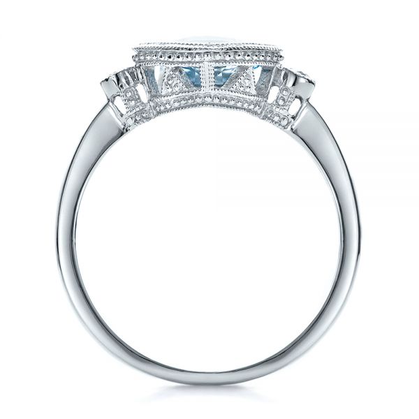 14k White Gold Aquamarine And Diamond Ring - Front View - 100454