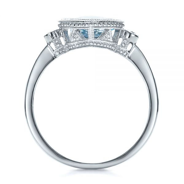 18k White Gold 18k White Gold Aquamarine And Diamond Ring - Front View -  100454