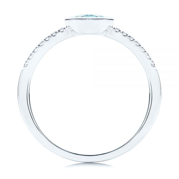 14k White Gold 14k White Gold Aquamarine And Diamond Ring - Front View -  106570