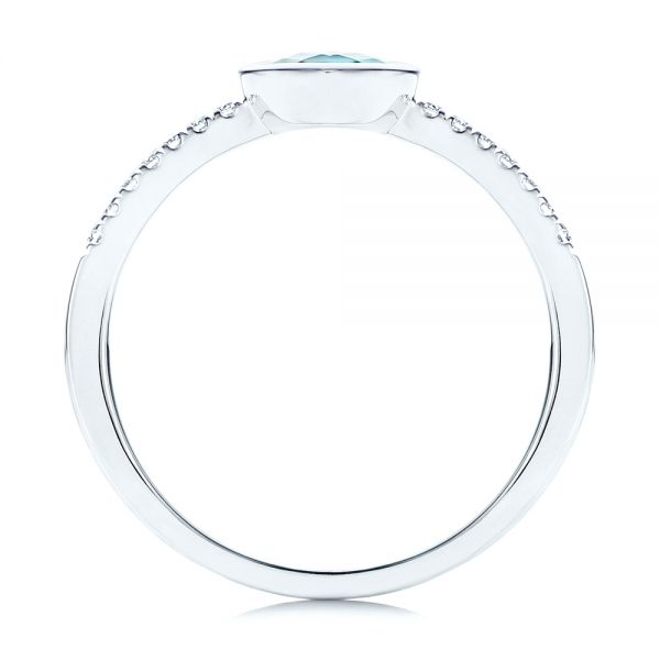  Platinum Platinum Aquamarine And Diamond Ring - Front View -  106570