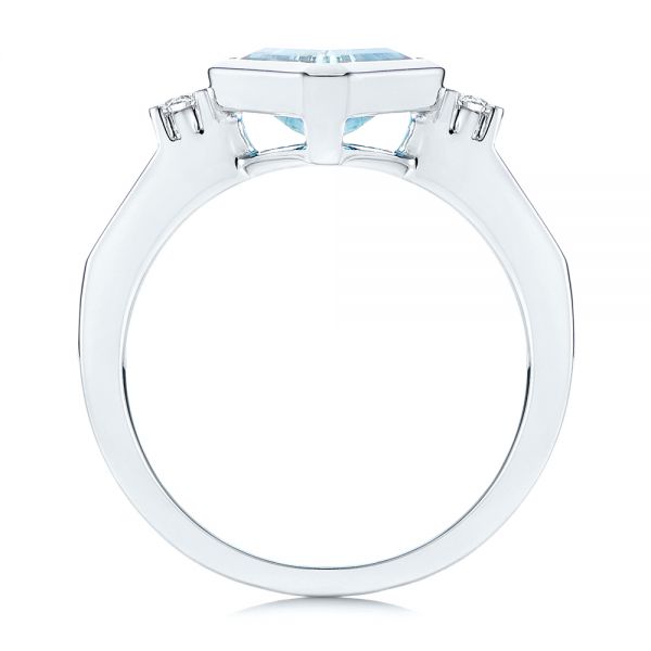  Platinum Platinum Aquamarine And Diamond Ring - Front View -  106612