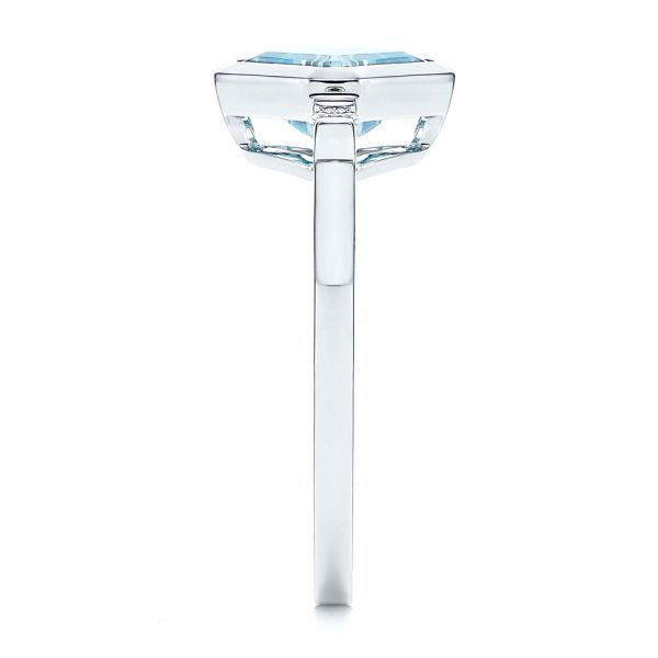14k White Gold 14k White Gold Aquamarine And Diamond Ring - Side View - 106612