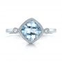 14k White Gold Aquamarine And Diamond Ring - Top View -  100454 - Thumbnail