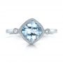 18k White Gold 18k White Gold Aquamarine And Diamond Ring - Top View -  100454 - Thumbnail