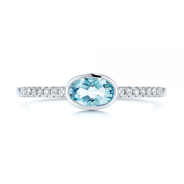 Aquamarine And Diamond Ring - Top View -  106570