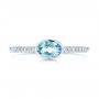 14k White Gold 14k White Gold Aquamarine And Diamond Ring - Top View -  106570 - Thumbnail