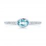 14k White Gold 14k White Gold Aquamarine And Diamond Ring - Top View -  106570 - Thumbnail