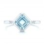 14k White Gold 14k White Gold Aquamarine And Diamond Ring - Top View -  106612 - Thumbnail