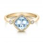14k Yellow Gold 14k Yellow Gold Aquamarine And Diamond Ring - Flat View -  100454 - Thumbnail