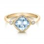 18k Yellow Gold 18k Yellow Gold Aquamarine And Diamond Ring - Flat View -  100454 - Thumbnail