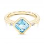 14k Yellow Gold 14k Yellow Gold Aquamarine And Diamond Ring - Flat View -  106612 - Thumbnail