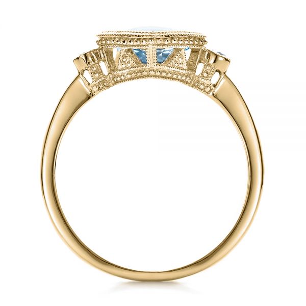 14k Yellow Gold 14k Yellow Gold Aquamarine And Diamond Ring - Front View - 100454