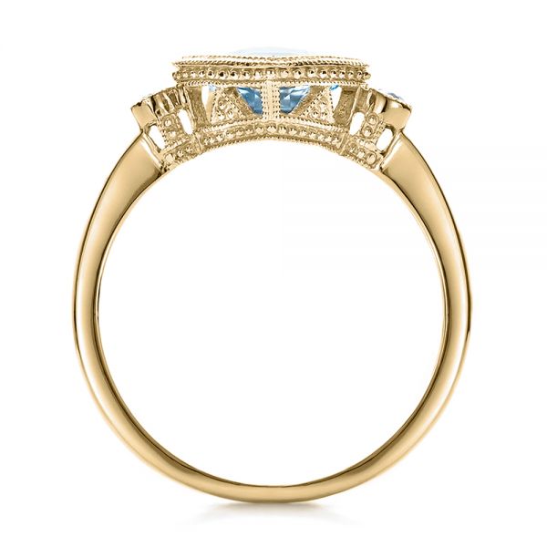 14k Yellow Gold 14k Yellow Gold Aquamarine And Diamond Ring - Front View -  100454