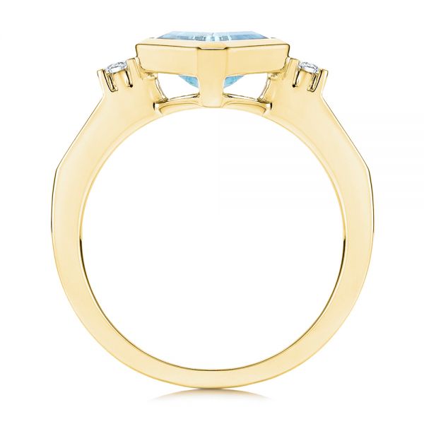 18k Yellow Gold 18k Yellow Gold Aquamarine And Diamond Ring - Front View -  106612