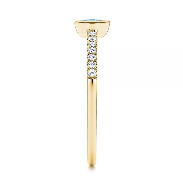 14k Yellow Gold 14k Yellow Gold Aquamarine And Diamond Ring - Side View -  106570