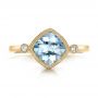18k Yellow Gold 18k Yellow Gold Aquamarine And Diamond Ring - Top View -  100454 - Thumbnail