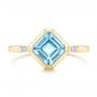 18k Yellow Gold 18k Yellow Gold Aquamarine And Diamond Ring - Top View -  106612 - Thumbnail