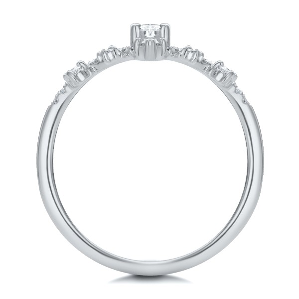 Platinum Platinum Assorted Diamond V-band - Front View - 107708