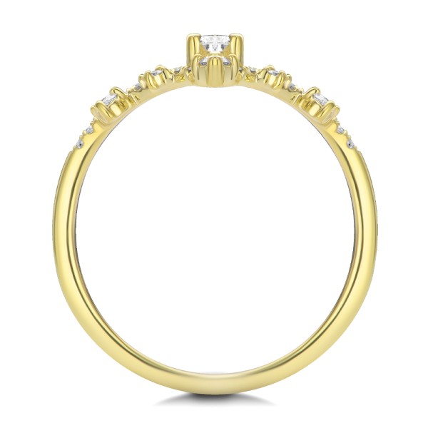 14k Yellow Gold Assorted Diamond V-band - Front View - 107708