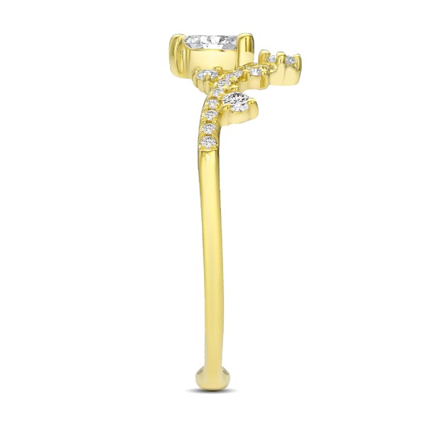14k Yellow Gold Assorted Diamond V-band - Side View - 107708