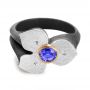 Bezel Set Blue Sapphire Flower Ring - Flat View -  107115 - Thumbnail