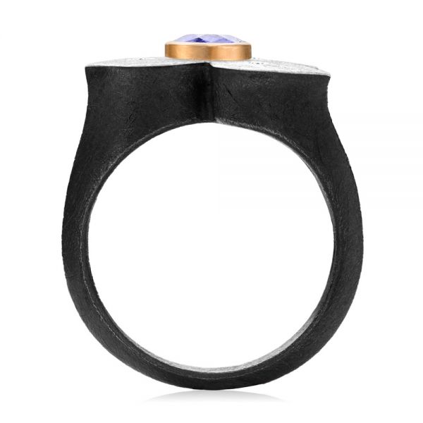 Bezel Set Blue Sapphire Flower Ring - Front View - 107115