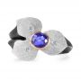 Bezel Set Blue Sapphire Flower Ring - Top View -  107115 - Thumbnail