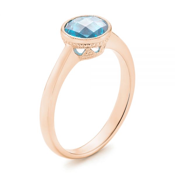 18k Rose Gold 18k Rose Gold Bezel-set Blue Topaz Ring - Three-Quarter View -  104577