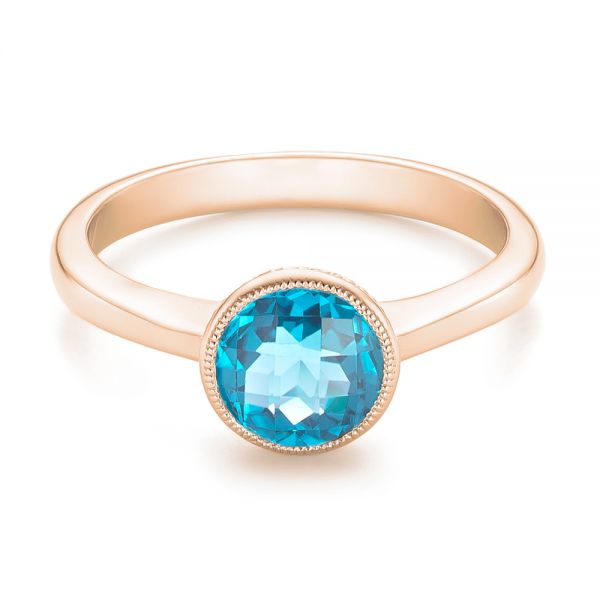 18k Rose Gold 18k Rose Gold Bezel-set Blue Topaz Ring - Flat View - 104577