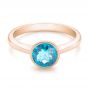 18k Rose Gold 18k Rose Gold Bezel-set Blue Topaz Ring - Flat View -  104577 - Thumbnail