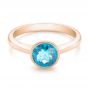 14k Rose Gold 14k Rose Gold Bezel-set Blue Topaz Ring - Flat View -  104577 - Thumbnail