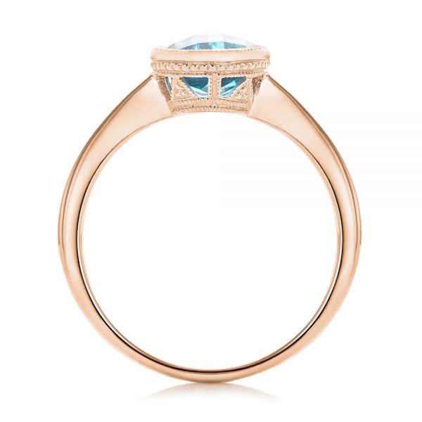18k Rose Gold 18k Rose Gold Bezel-set Blue Topaz Ring - Front View - 104577