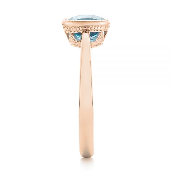 18k Rose Gold 18k Rose Gold Bezel-set Blue Topaz Ring - Side View - 104577